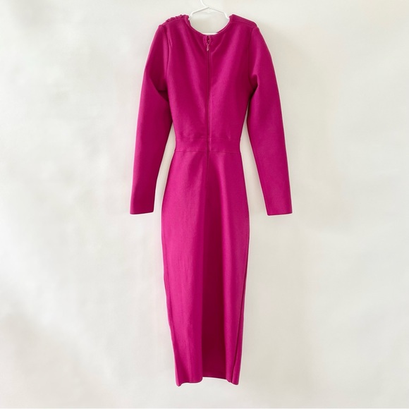 NWT AKIRA Cut Out Bandage Long Sleeve Midi Dress Dark Pink Small - Picture 4 of 16